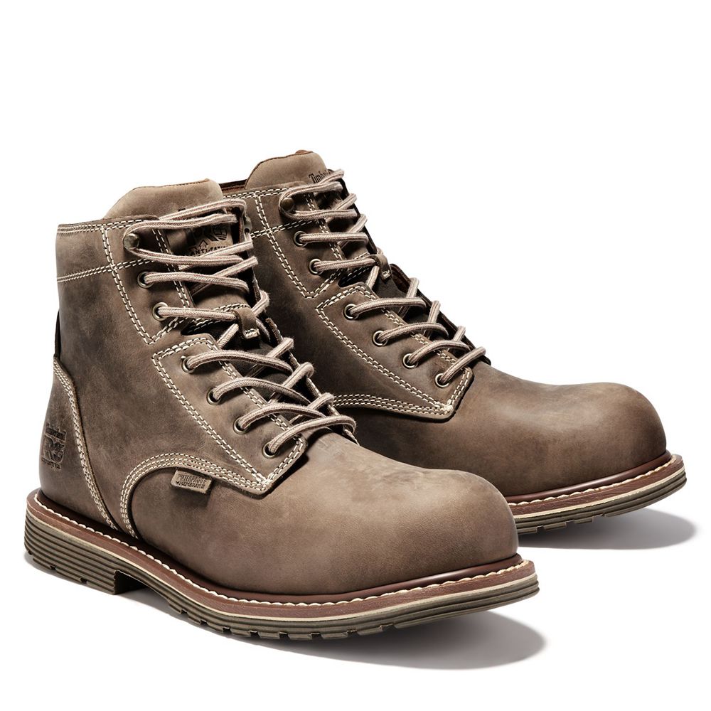 Timberland Pro Μποτακια Ανδρικα Καφε - Millworks 6\" Comp Toe - Greece 4583691-PH